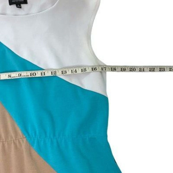 Spence Women’s Sz 12 Tan Polyester Spandex Scoop Neck Sleeveless Shift Dress - Picture 12 of 12